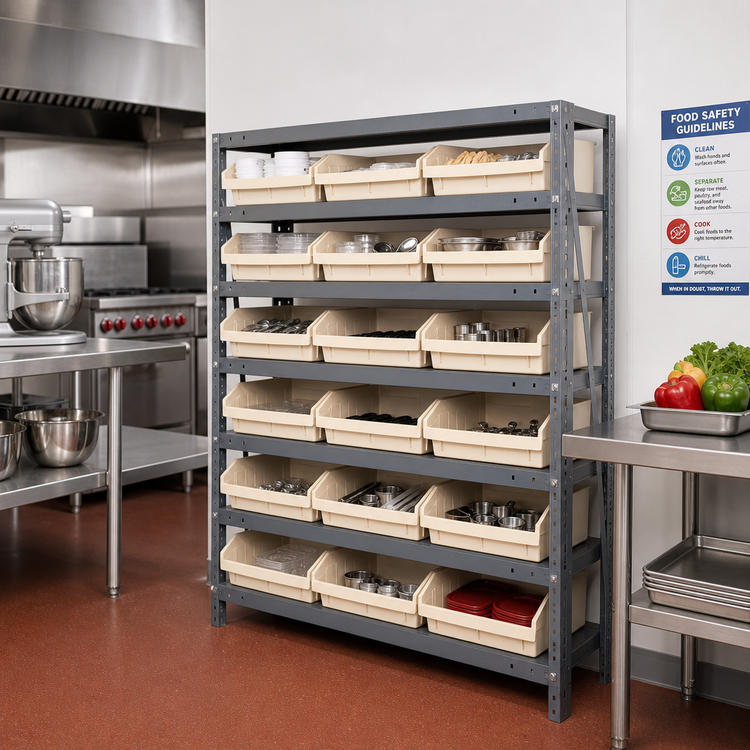 Product image #2 for Quantum Heavy-Duty Stationary Wire Shelving Unit with 7 Shelves and 18 Bins, 36"W x 18"D x 39"H