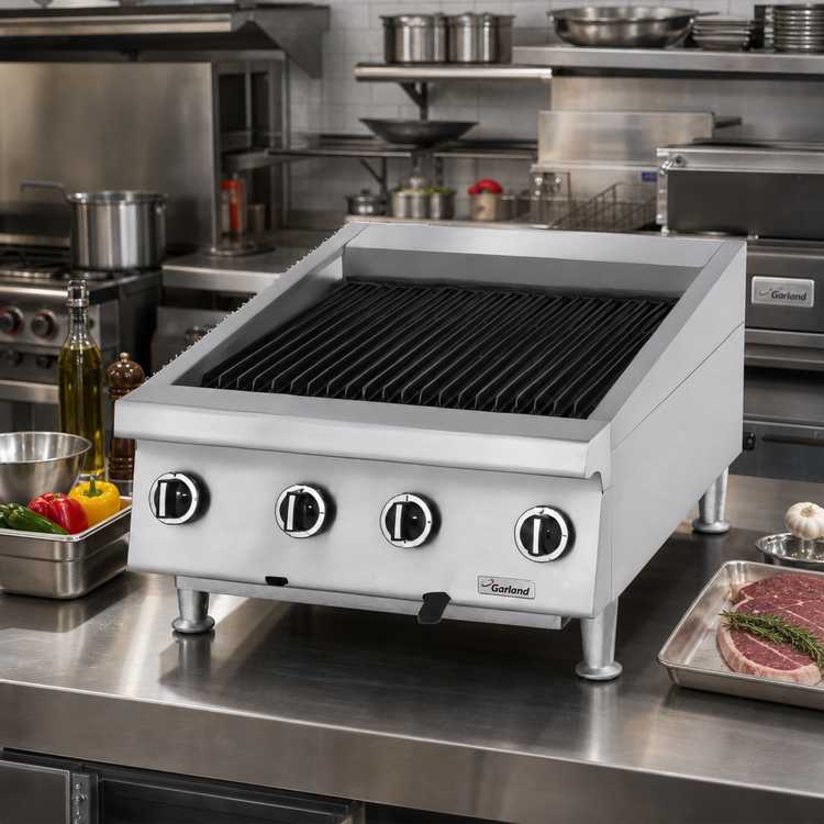 Product image #2 for Garland UTBG24-AR24 Heavy Duty Gas Radiant Countertop Char-Broiler with Adjustable Cast Iron Grates, 23-5/8 Inch, 72,000 BTU