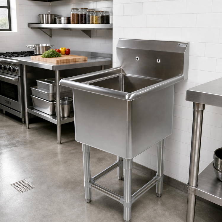Product image #2 for John Boos Pro-Bowl 1-Compartment Freestanding Stainless Steel Compartment Sink with 20-Inch Bowl and 10-Inch Backsplash