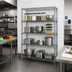 Thumbnail image #2 for Quantum 72 Inch W x 12 Inch D x 54 Inch H Stationary Wire Shelving Starter Kit with 4 Shelves, Gray Epoxy Antimicrobial Finish