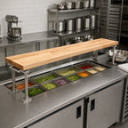 Thumbnail image #2 for John Boos L059-OS Steam Table Cutting Board, 72 x 12 x 1-1/4 Inch, Edge Grain Northern Hard Rock Maple, Adjustable Supports