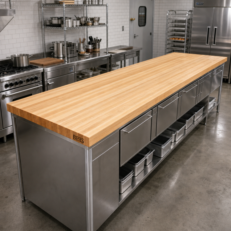 Product image #2 for John Boos Boos Block 96 Inch x 27 Inch Maple Kitchen Countertop, 1-1/2 Inch Thick, Oil Finish