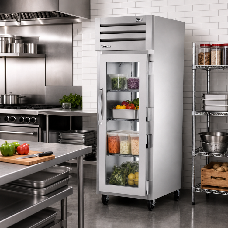 Product image #2 for SPEC SERIES Pass-Thru One-Section Glass Front and Rear Swing Door Reach-In Refrigerator
