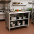Thumbnail image #2 for Advance Tabco Special Value Economy 60 Inch x 24 Inch 304 Stainless Steel Flat Top Open Base Work Table with Mid Shelf