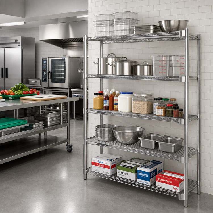 Product image #2 for Eagle Group 5-Tier Add-On Wire Shelving Unit, 60"W x 18"D x 86"H, Stainless Steel Finish