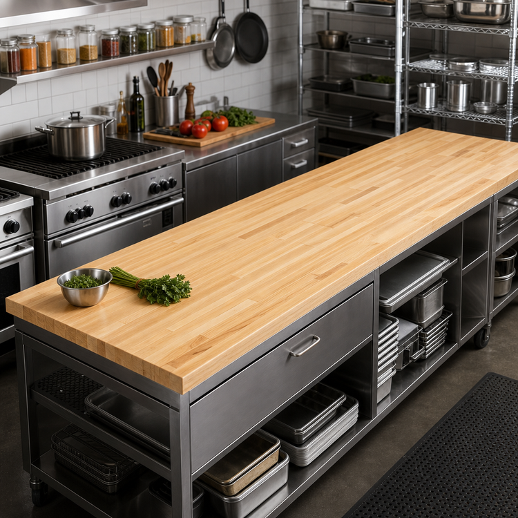 Product image #2 for John Boos Boos Block Northern Hard Rock Maple Kitchen Countertop, 132 x 30 x 1-1/2 Inch, Penetrating Oil Finish