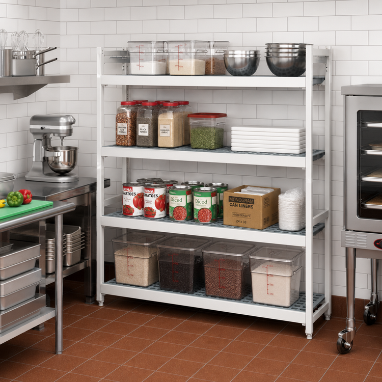 Product image #2 for Fermostock 4-Tier Polymer Shelving Unit Expansion Kit, 59 Inches W x 22 Inches D x 71 Inches H