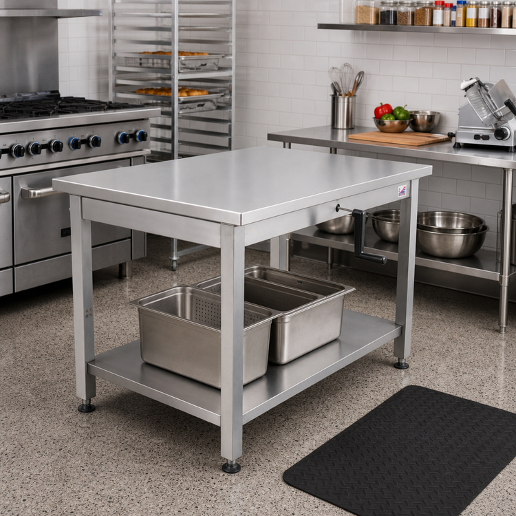 Product image #2 for John Boos ADA Adjustable Height Stainless Steel Work Table with Undershelf, 48 x 30 Inches