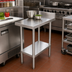 Thumbnail image #2 for Equipment Filler Table with 4-Inch Backsplash, 15 x 30 Inches, 304 Stainless Steel, Open Base with Undershelf