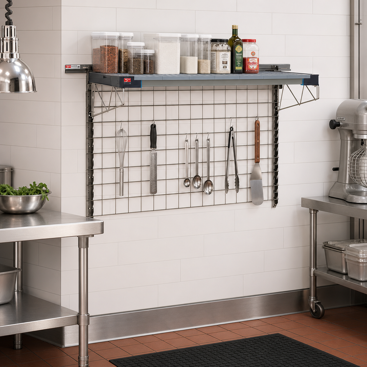 Product image #2 for Metro SmartWall Life Wall-Mounted Starter Base Kit with 24 x 48 Wire Grid and 18 x 48 Grid Mat Shelf