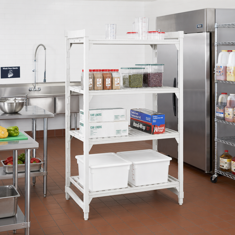 Product image #3 for Cambro Camshelving Premium 4-Shelf Vented Stationary Starter Polymer Shelving Unit, 18" x 72" x 84"