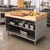 Thumbnail image #2 for BK Resources 60-Inch Hard Maple Wood Top Chef Table with Open Front Stainless Steel Cabinet Base