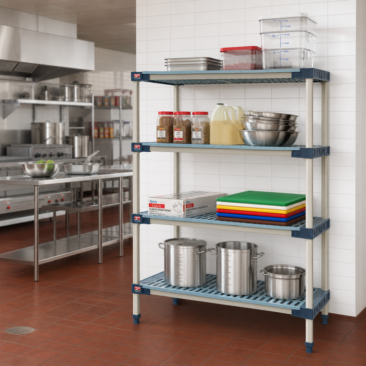 Product image #2 for MetroMax 4 All-Polymer Add-On Shelving Unit, 48W x 18D x 74H, Open Grid, 2000 lb Capacity