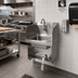Thumbnail image #2 for John Boos Pro-Bowl Wall-Mounted Stainless Steel Hand Sink with Single Knee Valve, Side Splashes, and Gooseneck Spout