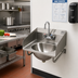 Thumbnail image #2 for Eagle Group Wall-Mounted 304 Stainless Steel Hand Sink with Side Splashes, Faucet, Basket Drain, and Tubular Wall Support