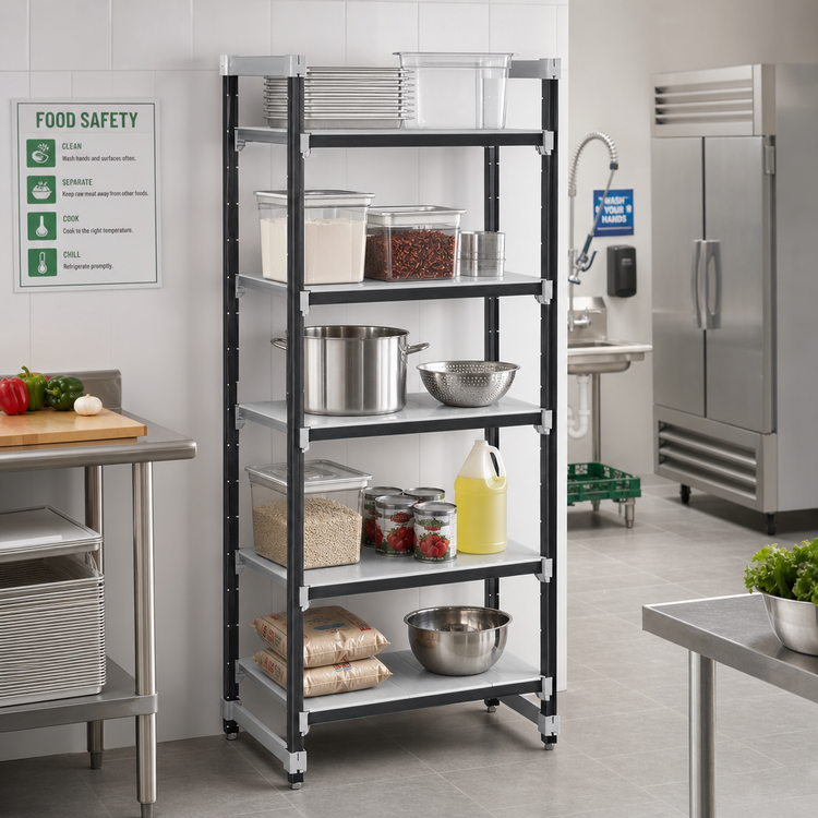 Product image #2 for Cambro Camshelving Elements XTRA 24-Inch Wide x 18-Inch Deep x 84-Inch High 5-Tier Solid Stationary Starter Unit