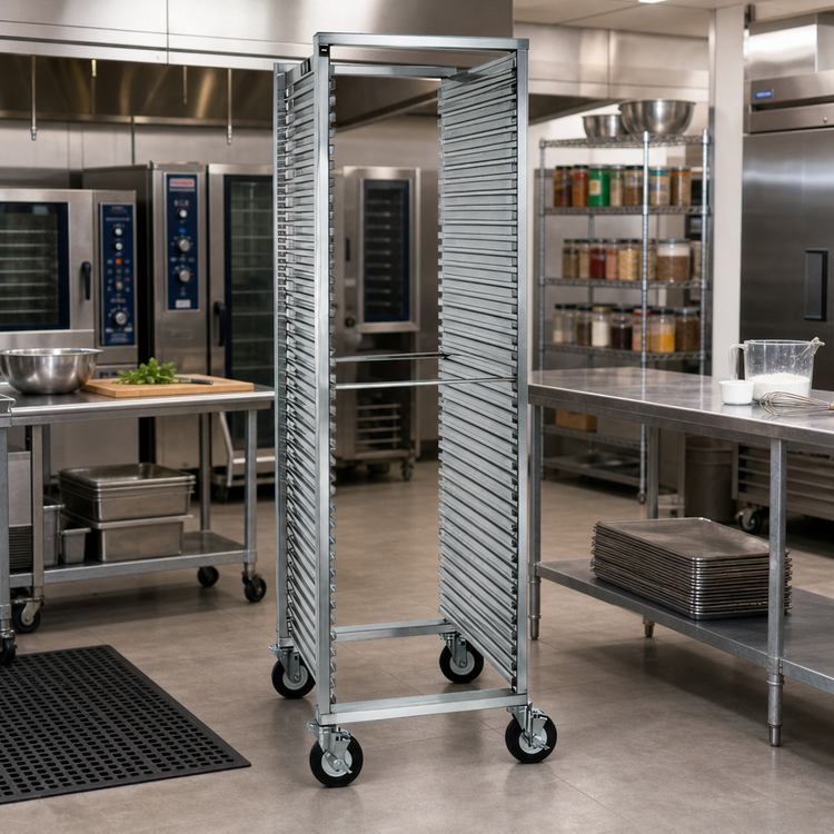 Product image #2 for Cres Cor Mobile Intermediate Height Utility Pan Rack for 18 x 26 Inch Pans, 31-Pan Capacity, End Loading