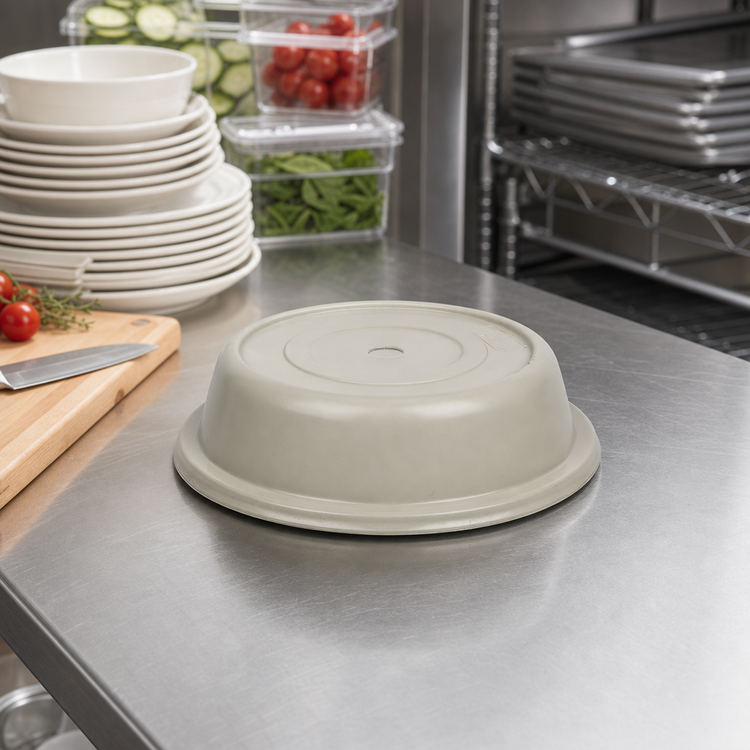 Product image #3 for Cambro Versa Camcover Round Fiberglass Plate Cover, 10-7/8-Inch Inside Diameter, No Vent Hole, Antique Parchment