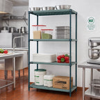 Thumbnail image #2 for Quantum WR74-1848WPM 4-Tier Stationary Wire Plastic Mat Shelving Unit, 48 x 18 x 74 Inches, Green