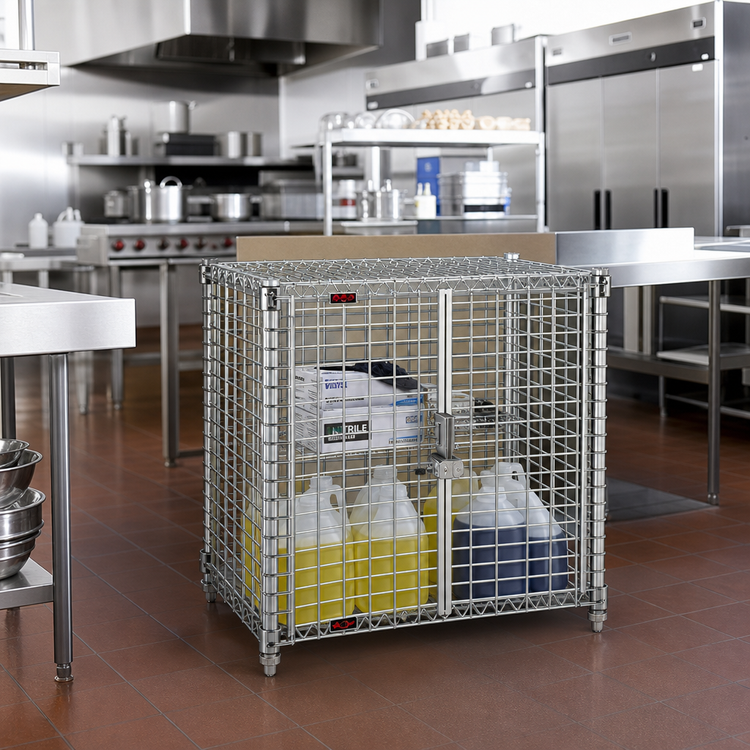 Product image #2 for Eagle Group QuadTruss Mini Stationary Security Cage with Locking Double Doors, 38 x 26 x 40 Inches, Chrome-Plated Wire