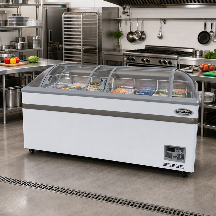Product image #2 for KoolMore 65-Inch Manual Defrost Island Chest Freezer with Sliding Glass Doors, 16 Cu. Ft.