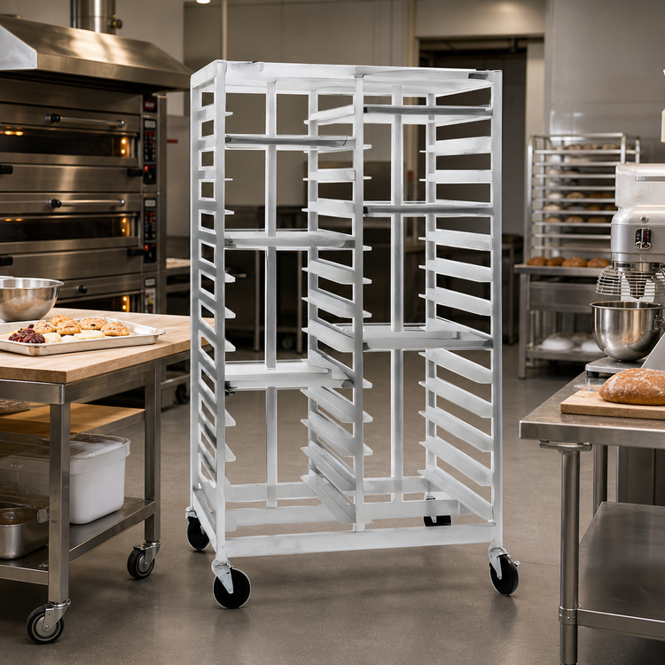 Product image #2 for Panco Four-Compartment Mobile Tray Rack for 10 x 14 Inch Trays, 52 Capacity, Aluminum