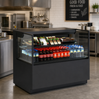 Thumbnail image #2 for Structural Concepts Reveal® NR3640RSSV Freestanding Black Horizontal Refrigerated Display Case with Adjustable Clear Glass Shelf and LED Lighting