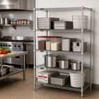 Thumbnail image #2 for Quantum WR63-3648S Stationary 4-Shelf 304 Stainless Steel Wire Shelving Starter Kit, 48"W x 36"D x 63"H