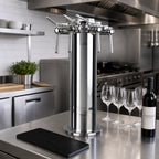 Thumbnail image #2 for Micro Matic USA Finnesse DS-144-PSS-W Countertop Air-Cooled Single-Column Wine Font with 4 Polished 304 Stainless Steel Side-Pull Faucets