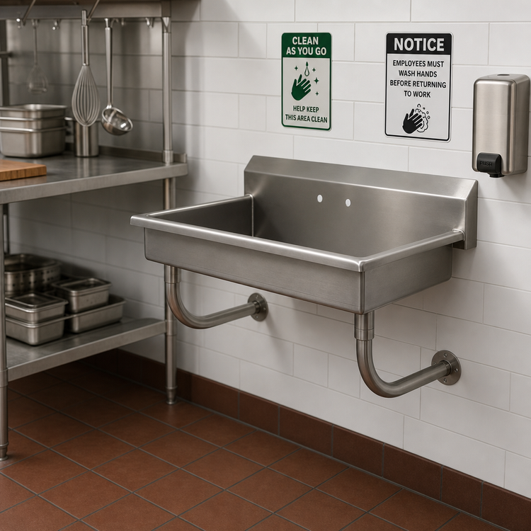 Product image #2 for Advance Tabco Wall Mounted 304 Stainless Steel Service Sink with 8-1/2 Inch Backsplash