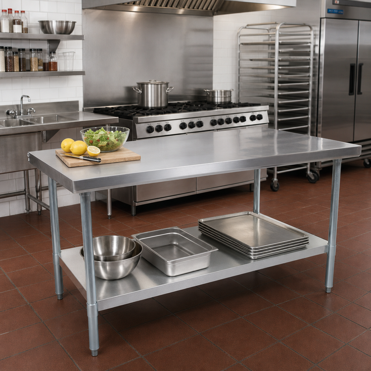 Product image #2 for John Boos Stallion Economy Stainless Steel Work Table with Undershelf, 72 x 30 Inch