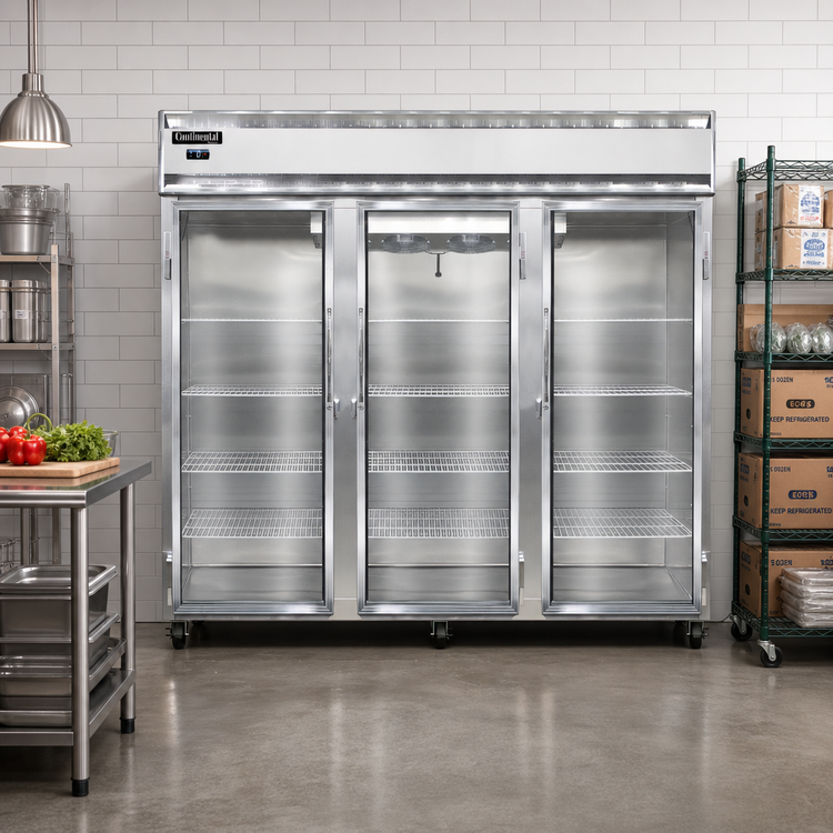 Product image #2 for Continental Refrigerator 3FENSSGD Three-Section Extra-Wide Reach-In Glass Door Display Freezer