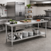 Thumbnail image #2 for Advance Tabco 120 Inch x 30 Inch 14-Gauge 304 Stainless Steel Work Table with Galvanized Undershelf