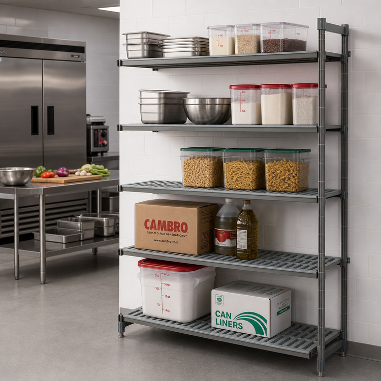 Product image #2 for Cambro Camshelving Basics Plus 18 x 36 x 84 Inch 5-Tier Vented Add-On Polymer Shelving Unit