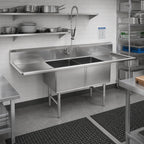 Thumbnail image #2 for John Boos 2B18244-2D18-X 2-Compartment Stainless Steel Sink, 75-1/4 in W, Left & Right Drainboards, 10 in Backsplash