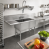 Thumbnail image #2 for John Boos B Series 2-Compartment Stainless Steel Sink with Left and Right Drainboards, 75-1/4 Inch Wide