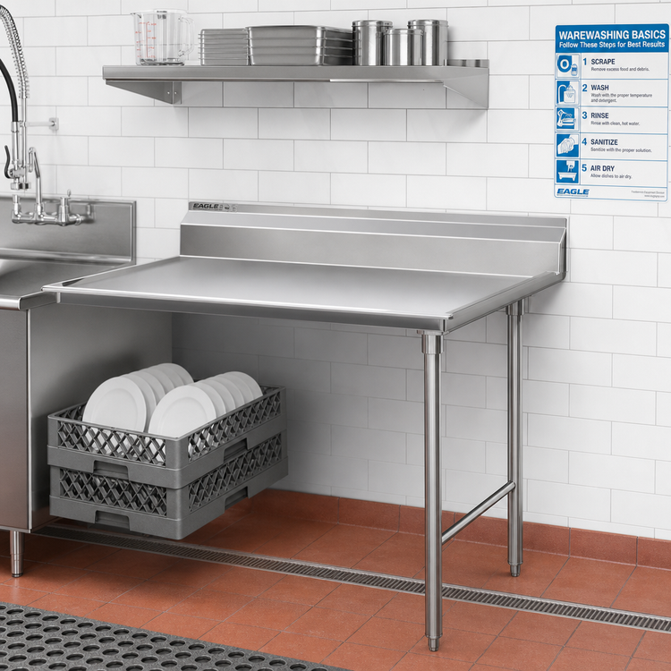 Product image #2 for Eagle Group Straight Clean Dish Table, Right-to-Left, 36 x 30 x 43-1/2 Inches, 16/430 Stainless Steel
