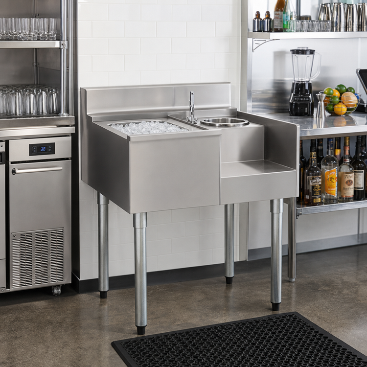 Product image #2 for Eagle Group 2200 Series Underbar Ice Bin/Cocktail Station with Blender Recess and Left Ice Bin, 36 x 24 Inches