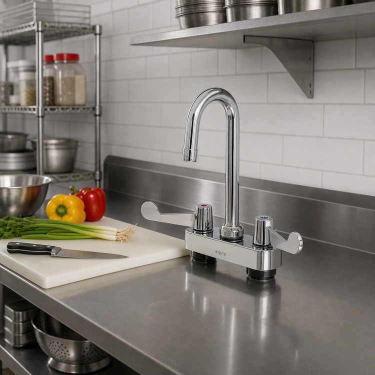 Product image #2 for T&S Brass equip 4-Inch Deck Mount Workboard Faucet with 5-9/16-Inch Swivel Gooseneck