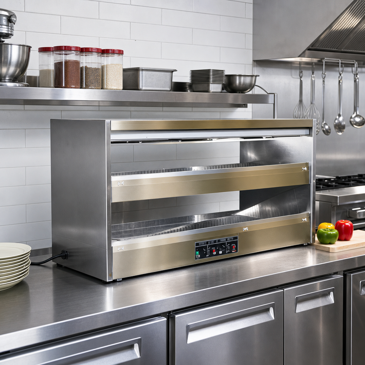 Product image #2 for BKI 2TSM-2624L Countertop Pass-Through Sandwich Warmer with Two Slanted Shelves, Left Cord