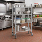 Thumbnail image #2 for Advance Tabco MC-1860P 18" x 60" 4-Shelf Chrome Wire Mobile Cart with Polyurethane Casters, 2 Brakes