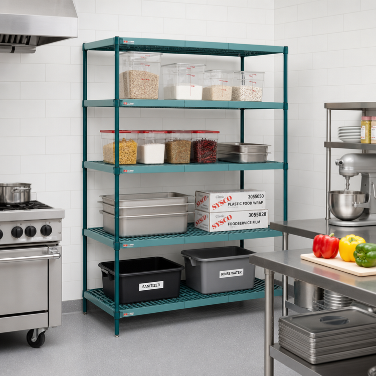 Product image #2 for Metro Super Erecta Pro Louvered Polymer Shelving Starter Unit, 18 x 60 x 63 Inches, 4 Shelves