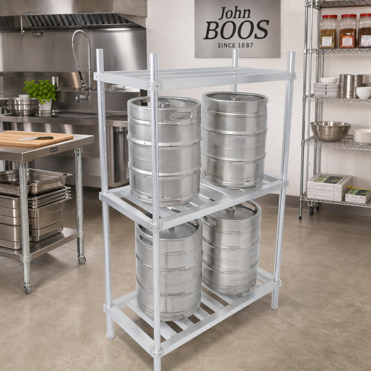Product image #2 for John Boos 60-Inch Aluminum Keg Rack with 3 Shelves, 6-Keg Capacity
