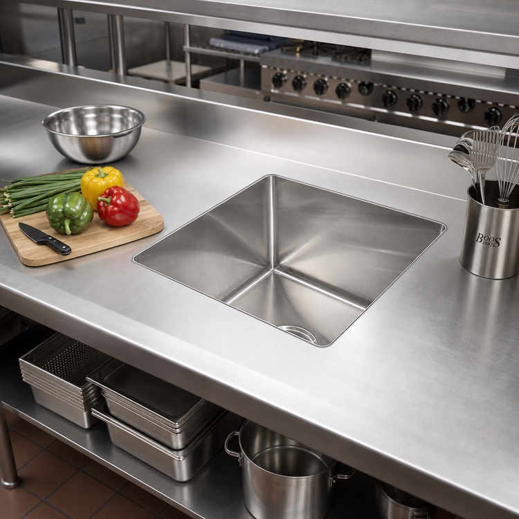 Product image #2 for John Boos 1-Compartment Weld-In Undermount Stainless Steel Sink, 24 x 24 x 14 Inches
