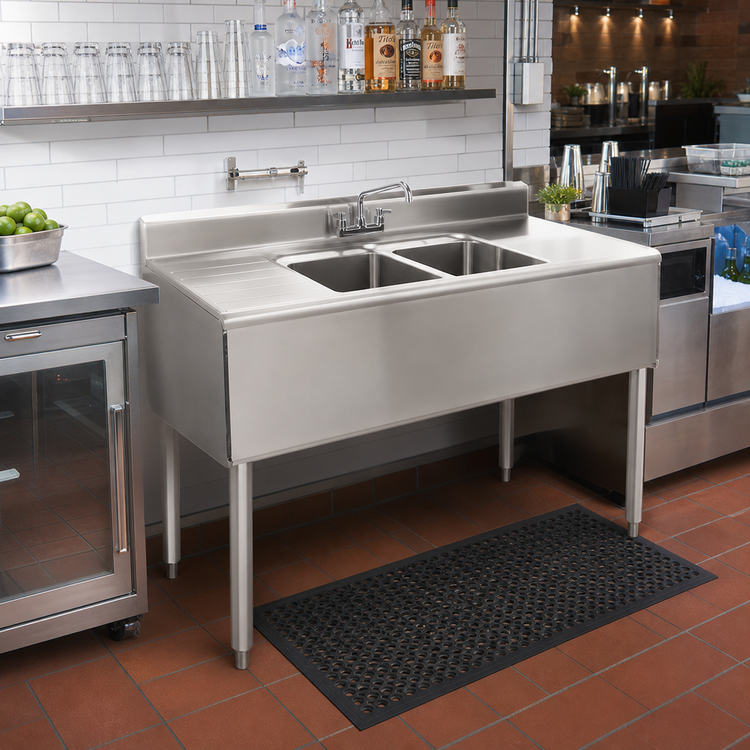 Product image #2 for Eagle Group 2200 Series 48-Inch Two-Compartment Underbar Sink Unit, Left Drainboard, 304 Stainless Steel