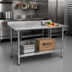 Thumbnail image #2 for Eagle Group Budget Series 72 x 36 Inch 430 Stainless Steel Work Table with Rear Up-Turn and Adjustable Undershelf