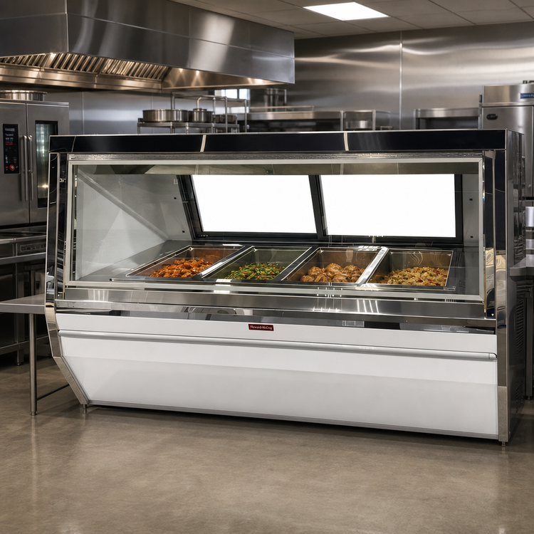 Product image #2 for Howard-McCray 72-Inch 4-Well Full-Service Hot Food Case with Slanted Glass Front