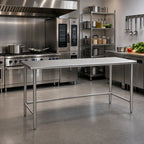 Thumbnail image #2 for Eagle Group BlendPort® BPT-2472STEB 72-Inch W x 24-Inch D 16-Gauge 300 Series Stainless Steel Flat-Top Work Table with Open Tubular Base