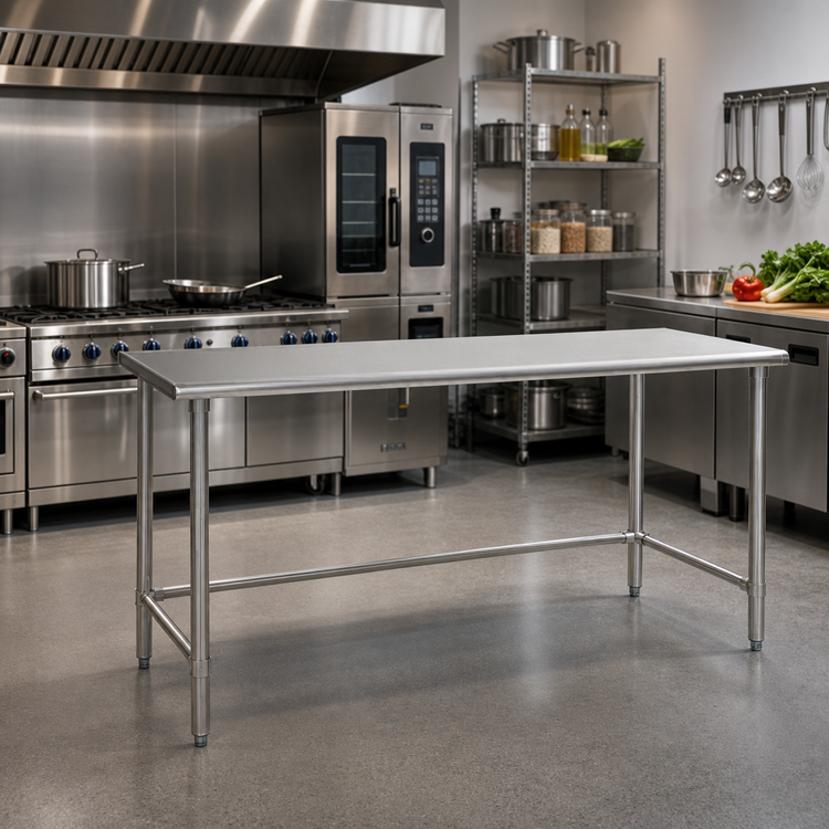 Product image #2 for BlendPort® Deluxe Series 72-Inch W x 24-Inch D Flat-Top Stainless Steel Work Table with Tubular Base
