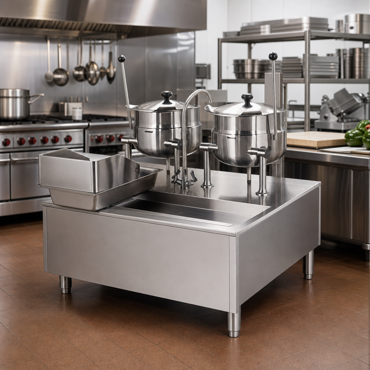 Product image #2 for Cleveland Range Stand-Mounted Direct Steam Kettle/Cabinet Assembly with 12-Gallon Kettle and 30-Inch Cabinet Base
